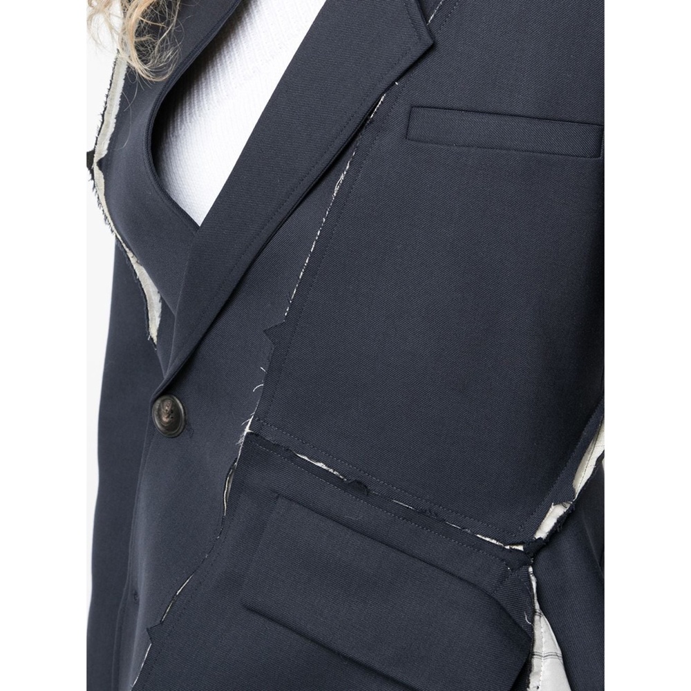 MONSE NAVY BLUE DECONSTRUCTED SLASHED JACKET BLAZER 4 NWOT - Picture 7 of 16